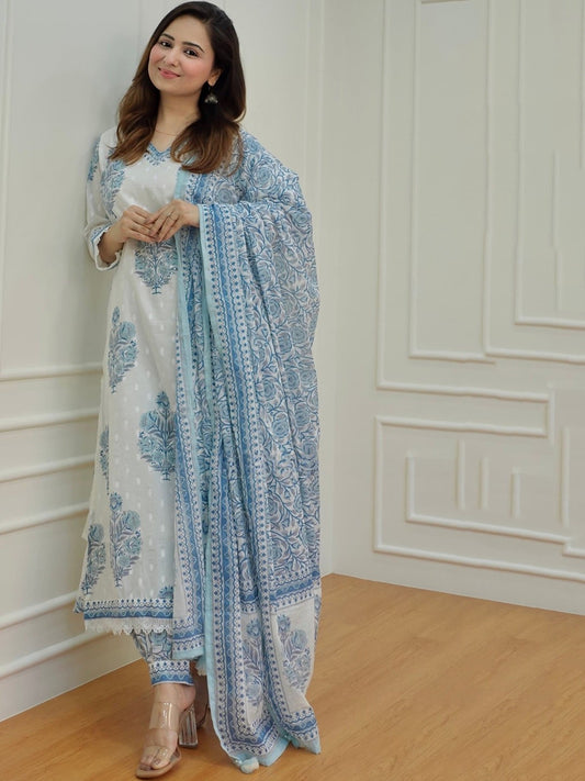 Women's Kurta Pant Dupatta Set Multicolor