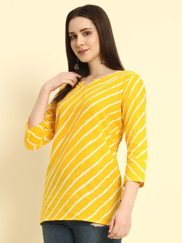 Trendy Short Kurti for Women Yellow