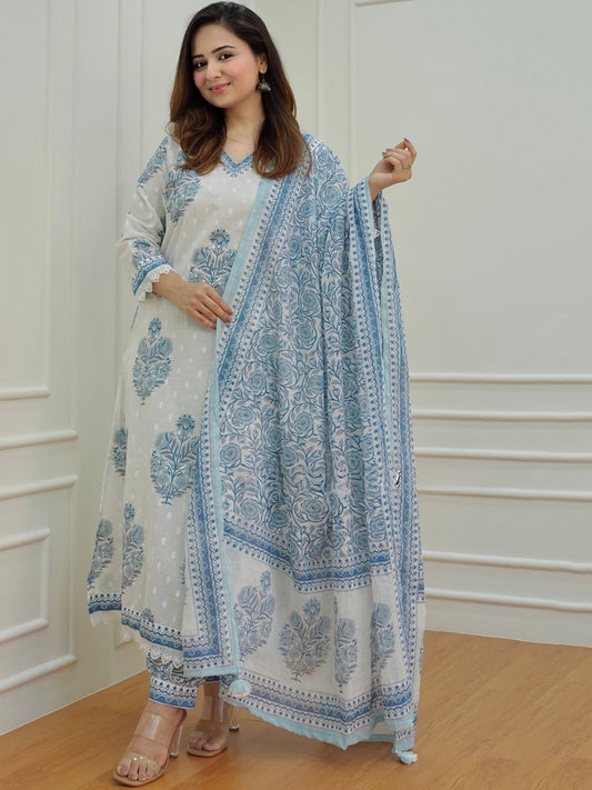 Women's Kurta Pant Dupatta Set Multicolor