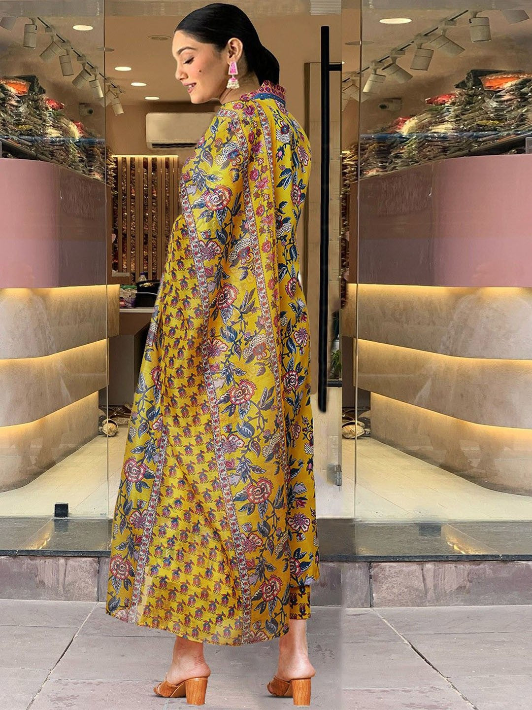 Women's Kurta Pant Dupatta Set Yellow