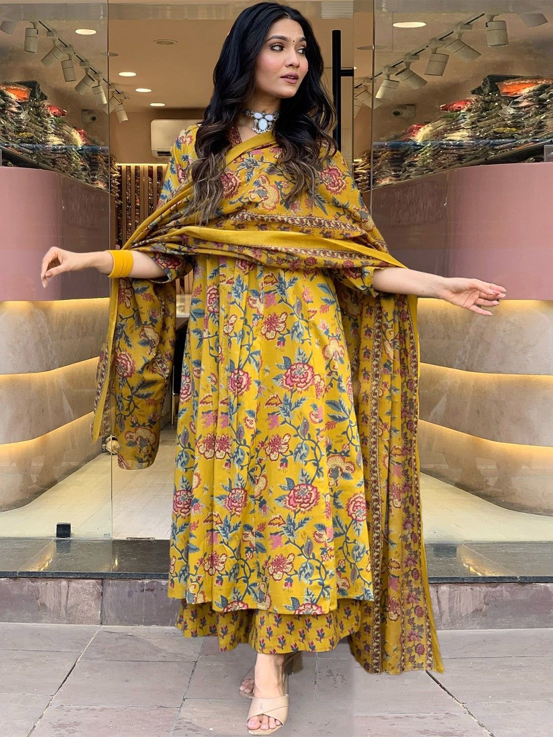 Women's Kurta Pant Dupatta Set Yellow