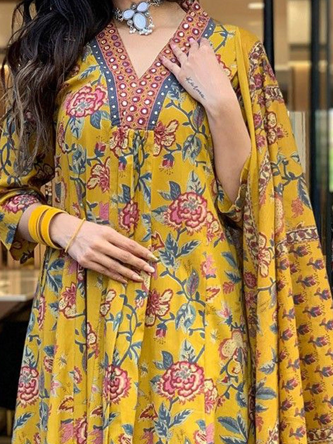 Women's Kurta Pant Dupatta Set Yellow