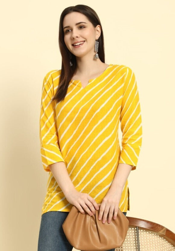 Trendy Short Kurti for Women Yellow