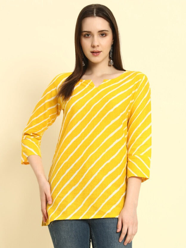 Trendy Short Kurti for Women Yellow